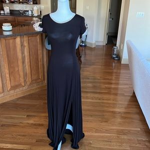 Michael Kors long black dress with slit size xs black with gold trim